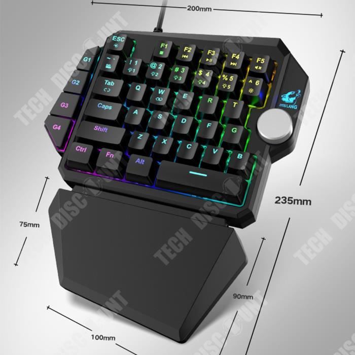 Clavier Programmable, Clavier Mécanique Portable à 6 Touches à Une Main Pour Ordinateur PC (noir