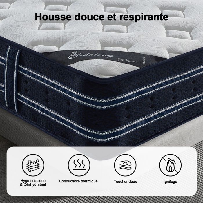Matelas mousse 140 x 190 cm épaisseur 20 cm AWAN