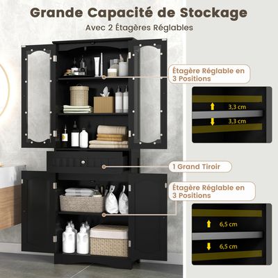 LIFEZEAL Armoire de Rangement Salle de Bain Étroite, avec Porte Fermée