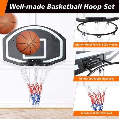 Panier De Basket Mural Pour Enfants - Support Avec Ventouses - Ensemble Avec Ballons Et Gonfleur - Intérieur Et Extérieur - Blanc - 9