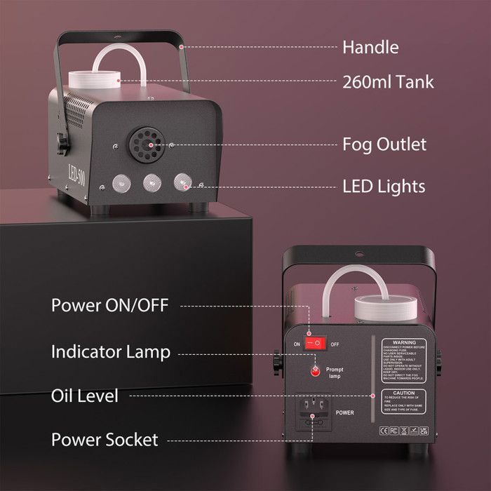 Machine à Fumée U'King 1200W Avec Lumières LED Colorées – Effet De Scène – Prise EU