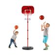 Panier de Basket, Ajustable Portable pour Enfants, Hauteur Réglable de 63-150cm, Intérieur Exterieur Jouet Ballon, Panier de Basket-0