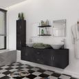 vidaXL Meuble de salle de bain 11 pcs avec lavabo et robinet Noir-0