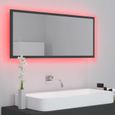 Miroir à LED de salle de bain VINGVO - Gris - 100x8,5x37 cm - Lumière RVB - Aggloméré-0