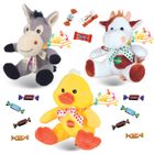 PRO DISTRI 3 Peluches musicales et leurs assortiments de 20 chocolats KINDER, CELEBRATIONS, DAIM