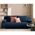 BESTMOBILIER Elio - canapé 3 places convertible - avec coffre - en velours et velours côtelé - Bleu marine