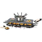 Raclette & Fondue Combi XXL 12 Personnes - 4 En 1 : Raclette, Fondue, Pierre Chaude, Gril - 1600W, Antiadhésif, Poêlons Isolés - 9