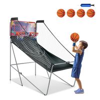 COSTWAY Jeu de Basketball Arcade Double Shootout Double Panier Compteur Electronique avec 4 Ballons,1 Pompe Panier de Basket Violet