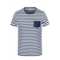 T-shirt rayé coton bio marinière homme - 8028 - blanc et bleu marine