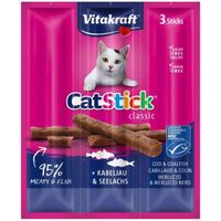 VITAKRAFT - Cat Stick Mini Thon-Cabillaud pour Chat - Lot De 4