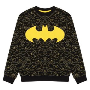 SWEATSHIRT Sweat-shirt Popgear - BAT90010BSW01 - DC Comics Batman Logo Jungen Crewneck Sweatshirt. Schwarz Sweat Ras du Cou Garcon