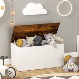 COFFRE À JOUETS GOPLUS Coffre à Jouet Enfants 90x45x45,5CM Charge 90KG-Grand Espace de Rangement pour Jouets/Livres/Vêtements Blanc