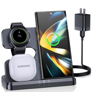 CHARGEUR TÉLÉPHONE Noir-Support de chargeur sans fil 3 en 1, Samsung 