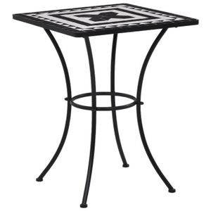 TABLE DE JARDIN  COC-7596638149721Table de bistro mosaïque Noir et blanc 60 cm  Céramique