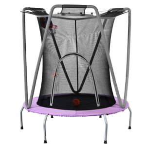 TRAMPOLINE Trampoline enfant avec filet, trampoline intérieur et extérieur, 157x147 cm, 50kg, violet
