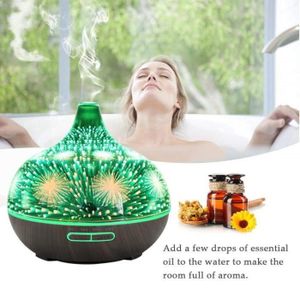 DIFFUSEUR 7House 3D Diffuseur d’huiles essentielles 400ml aromathérapie humidificateur avec 7 couleurs LED pour chambre Spa Yoga Feu
