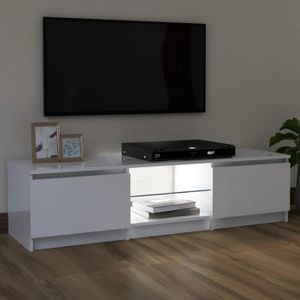 MEUBLE TV Meuble TV KIMISS Blanc brillant 120x30x35,5 cm avec lumières LED - Contemporain - Design