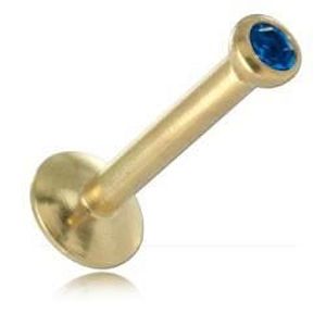 Micro labret Acier Gold avec strass interne