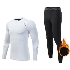 Tee Shirt Thermique Femme Maillot de Corps Doublure Fluff Chaud Polaire  Vêtements Thermique pour Sports Ski Running(col rond blanc，)