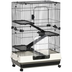 CAGE PawHut - cage pour petits animaux - Métal - 81,2x 52,7x114cm - Noir