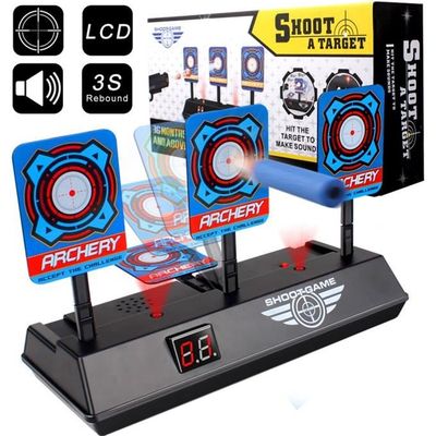 Cible de Tir pour Nerf avec Pistolet Jouet, Cible Electrique Automatique avec 20 Flechette Jeux Enfant Garçon Fille 3 4 5 6 7 8 9 10 Ans Cadeau
