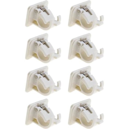 Lot De 8 Supports Tringle à Rideau Auto-Adhésifs - Transparents - Sans Percer - Pour Armoire, Cuisine...