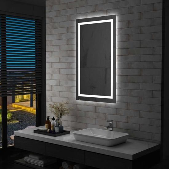 🐠🐠8722Haute qualité - Miroir à LED et capteur tactile pour salle de bain Miroir de Salle de Bain Mural Contemporain - Miroir LED L