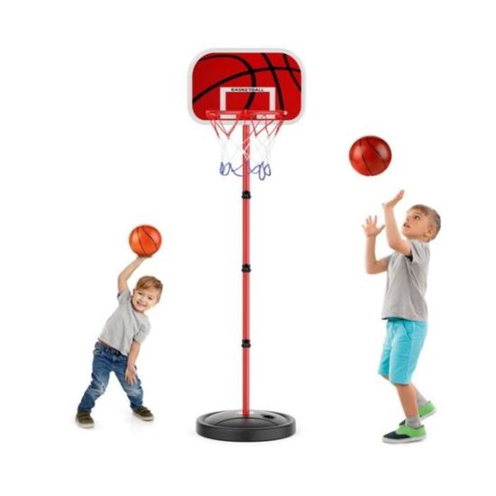 Panier de Basket, Ajustable Portable pour Enfants, Hauteur Réglable de 63-150cm, Intérieur Exterieur Jouet Ballon, Panier de Basket