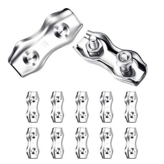 Lot De 15 Pinces à Câble M3 En Inox - Pour Câble Métallique Jusqu'à 4mm | Serre-câble Avec Cosse, Fixation Solide Pour Jardin, Hamac, éclairage