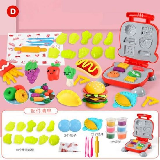 Ensemble de jouets en argile de cuisine pour enfants, bricolage, moule  créatif, outil de Plasticine, hamburge