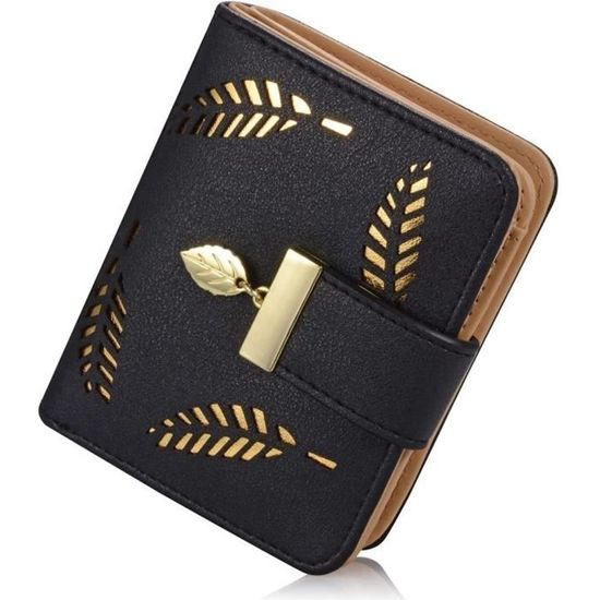 Portefeuille Femme Bifold En Cuir PU - Compact, Avec Fermeture Zip Et Bouton Pression, Plusieurs Compartiments, Cadeau Pratique
