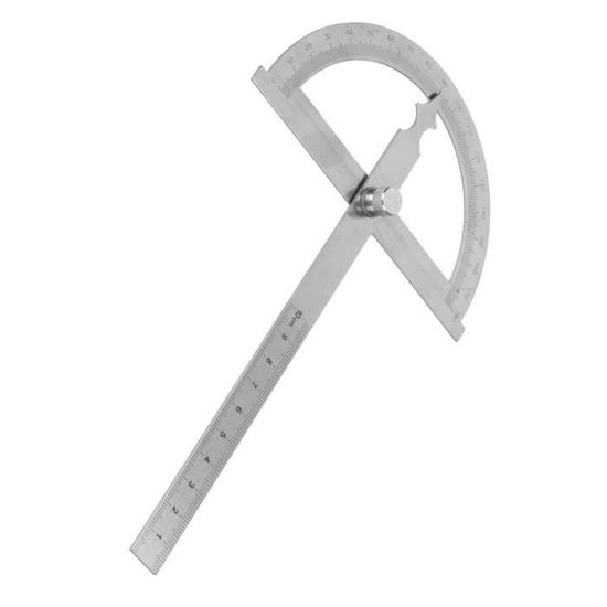 Rapporteur D'Angle 0-180° Acier Inox + Règle 140x200 Mm – Goniomètre Multifonction Précis