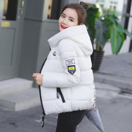 DOUDOUNE Femme Mode Coupe slim Garder au chaud Coton Confortable Classique Blanc TY