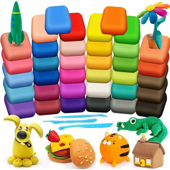 Pâte à Modeler 42 Couleurs - Argile Autodurcissante - Pour Enfants 3-12 Ans - Cadeau Créatif