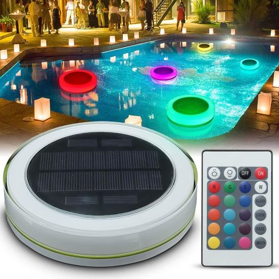 Lampe De Piscine Solaire LED Rechargeable - Étanche IP68, Télécommande, Changement De Couleur RGB