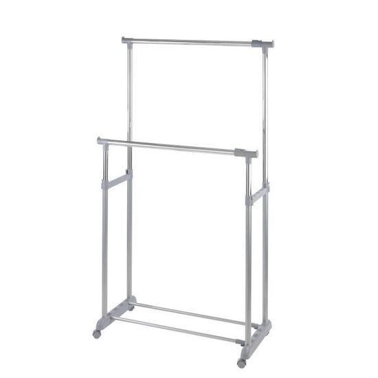 Portant vêtements double sur roulettes 80cm
