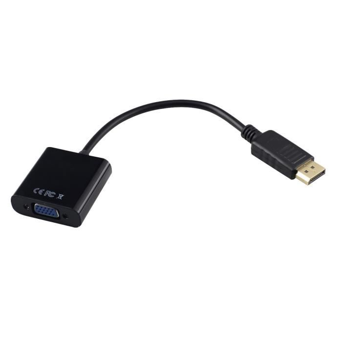 Tera Câble Adaptateur 1080P DisplayPort mâle vers VGA femelle pour ThinkPad, hp, lenovo, etc. (Noir)