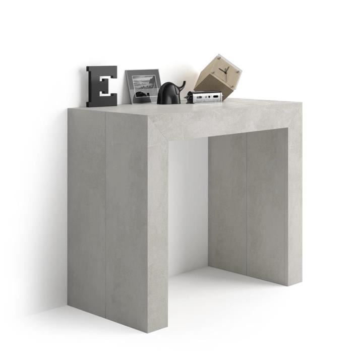 Mobili Fiver, Table Console extensible Angelica, Béton, Mélaminé/Aluminium, Made in Italy