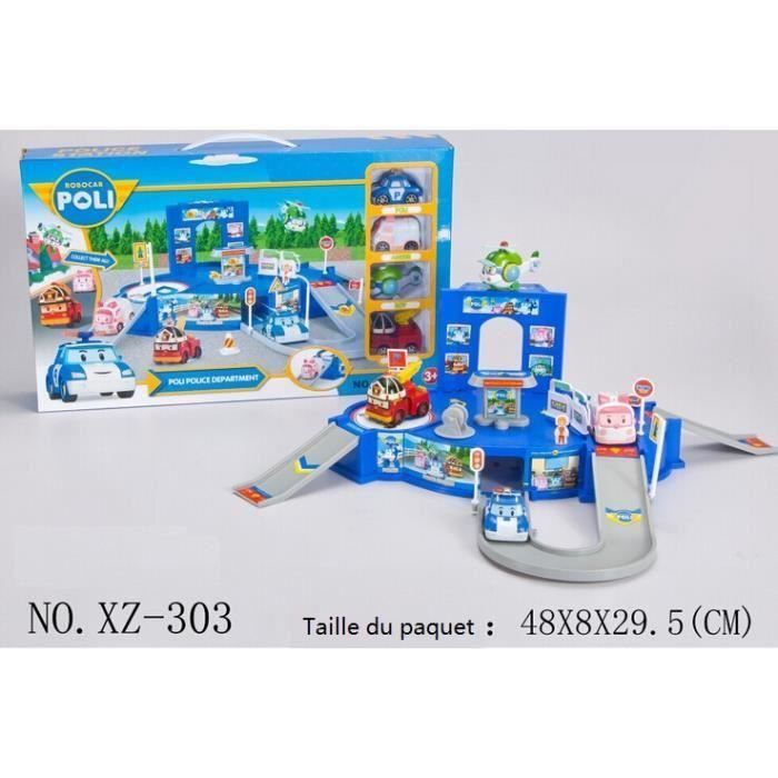 Figurine véhicules ROBOCAR POLI Jouet,lot de 4,commissariat de police, parking