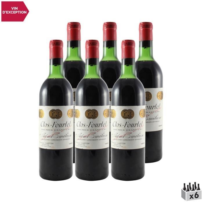 Clos Fourtet Saint-Emilion Grand Cru Rouge 1964 - Lot de 6x75cl - Vin AOC Rouge de Bordeaux - Cépages Merlot, Cabernet Sauvignon, Ca