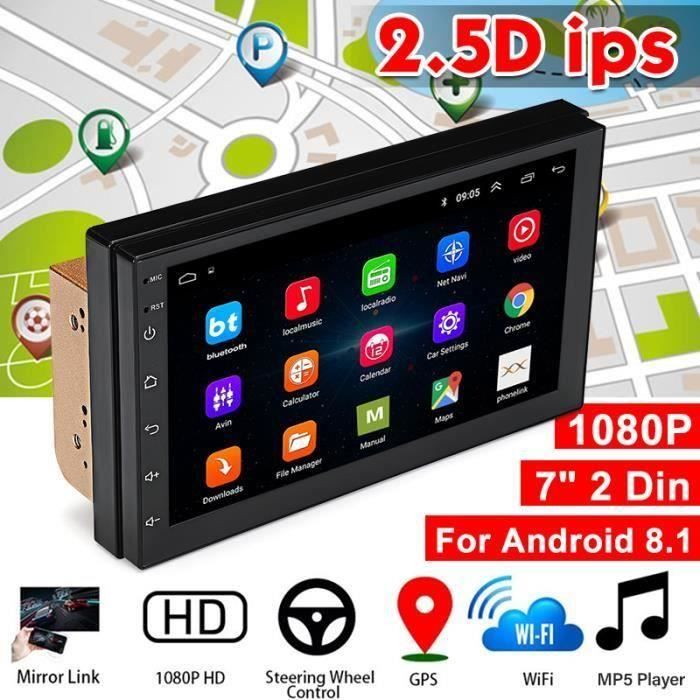 7 Inch 2 DIN Autoradio Wifi Bluetooth 8.1 Core Quad Android Voiture Stéréo Lecteur MP5 Radio GPS Navigation