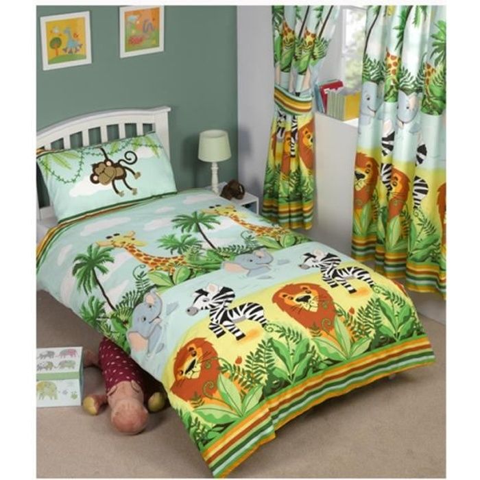 Housse de couette Junior Jungle-tastique et taie d’oreiller Set