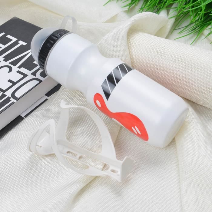 White -Bouteille de boisson 750ml + porte bouteille de support pour VTT, gourde en plastique, bouilloire portable, pour sports de pl