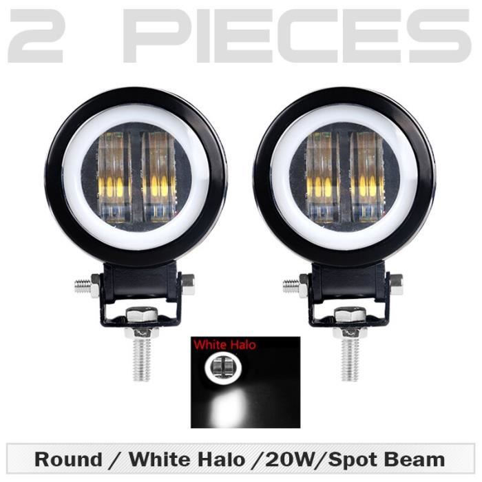 2 pcs Round White -3 pouces led Rond Léger Carré avec LED Yeux D'ange Lumière Barre antibrouillard 12V 24V Projecteurs Pour Voitu