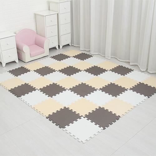 Tapis d'éveil,Tapis de Puzzle de jeu de mousse d'eva de bébé de meiqicool-18 ou 24-lot tapis de - Type white beige brown-18pcs