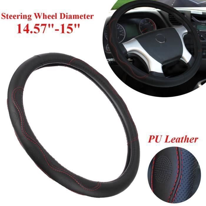 14.57 '' - 15 '' Volant Cuir PU Quatre Couleurs Pour Toyota Honda Nissan Mazda noir et rouge FR57434
