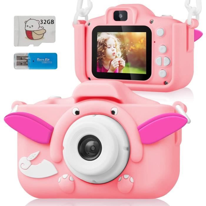 Appareil Photo Enfants Selfie de 3 à 10 Ans, 1080P HD 8 Mpixels Enregistrement Vidéo de Prise de Vue Photo Incassable Antichoc avec