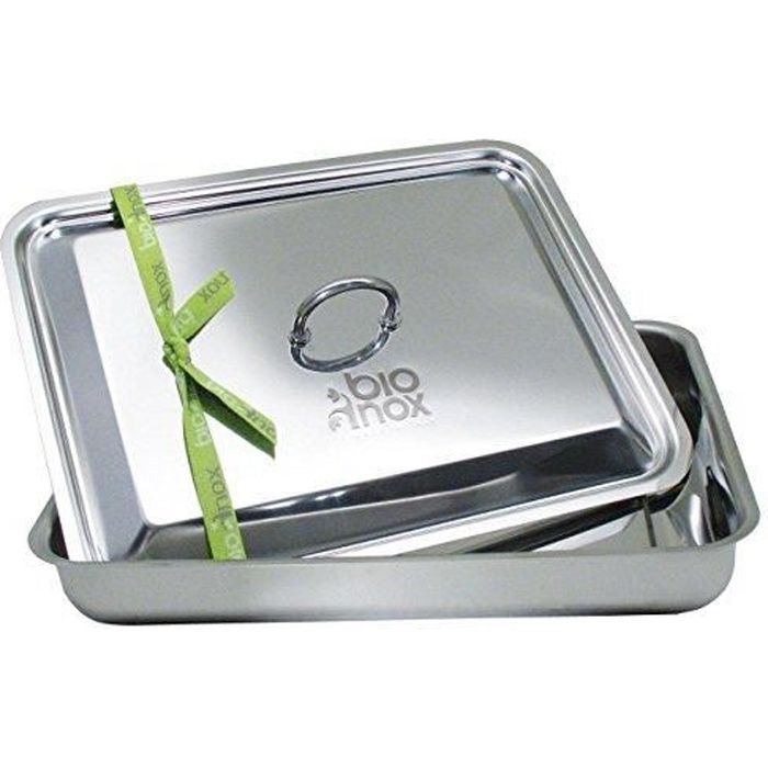 Inoxriv Plat rectangulaire avec Couvercle Bioinox, Acier Inoxydable 18-10 35 x 27 cm 53910372