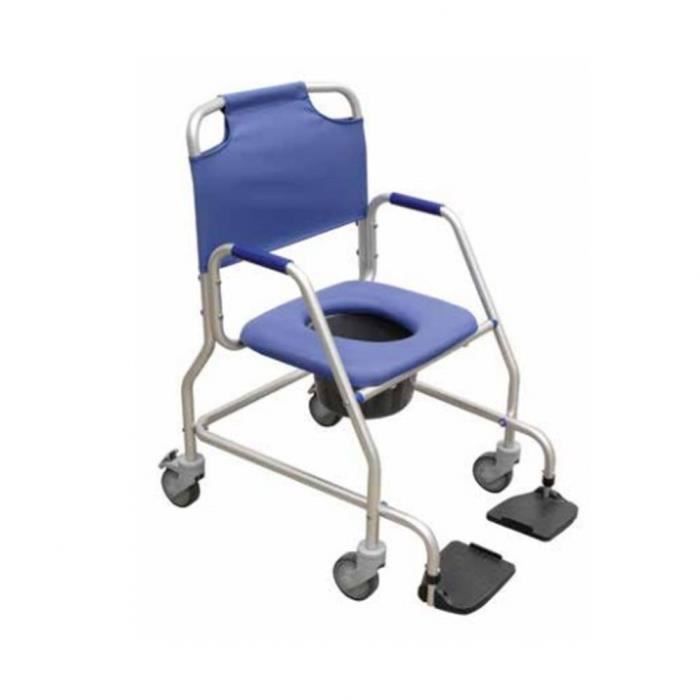 Chaise de douche en aluminium avec toilette et roues