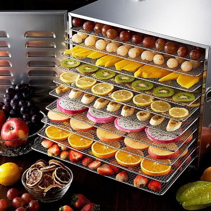 Déshydrateur avec 10 Plateaux empilables pour cuisine famille aliments santé A010 HB010